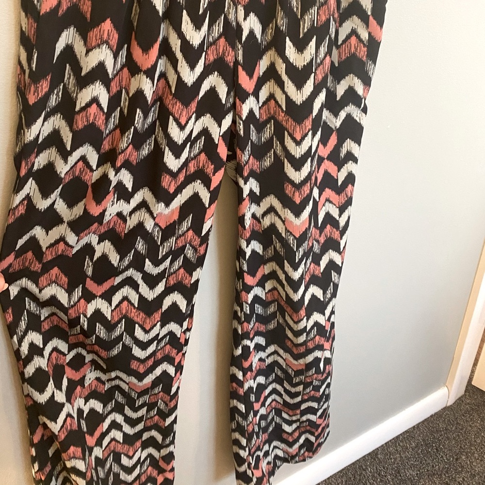 Chevron Print Wide Leg Pants